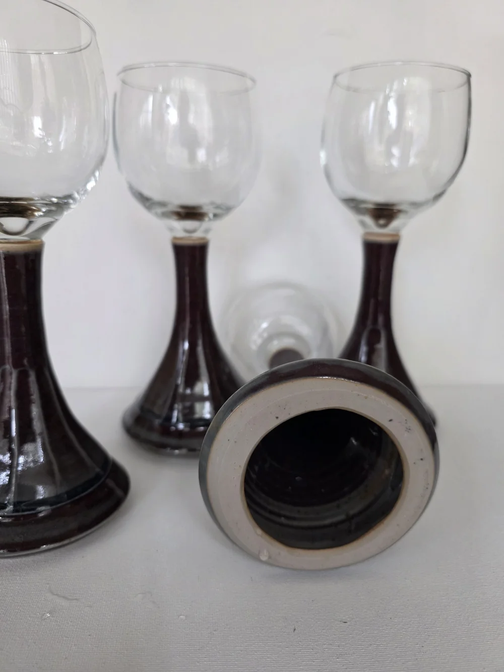 Hyacinth House Elegant Brown-Stem Wine Glasses - Set of 4